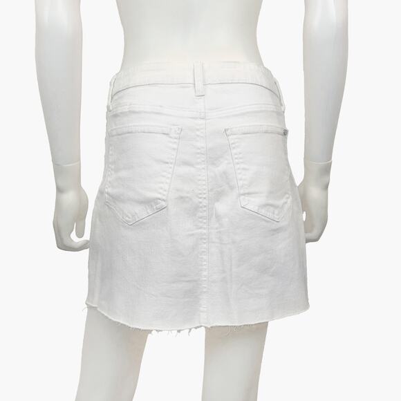 NWT VICI "August" Asymmetrical Frayed Denim Mini Skirt (White | Size S) - Picture 2 of 6